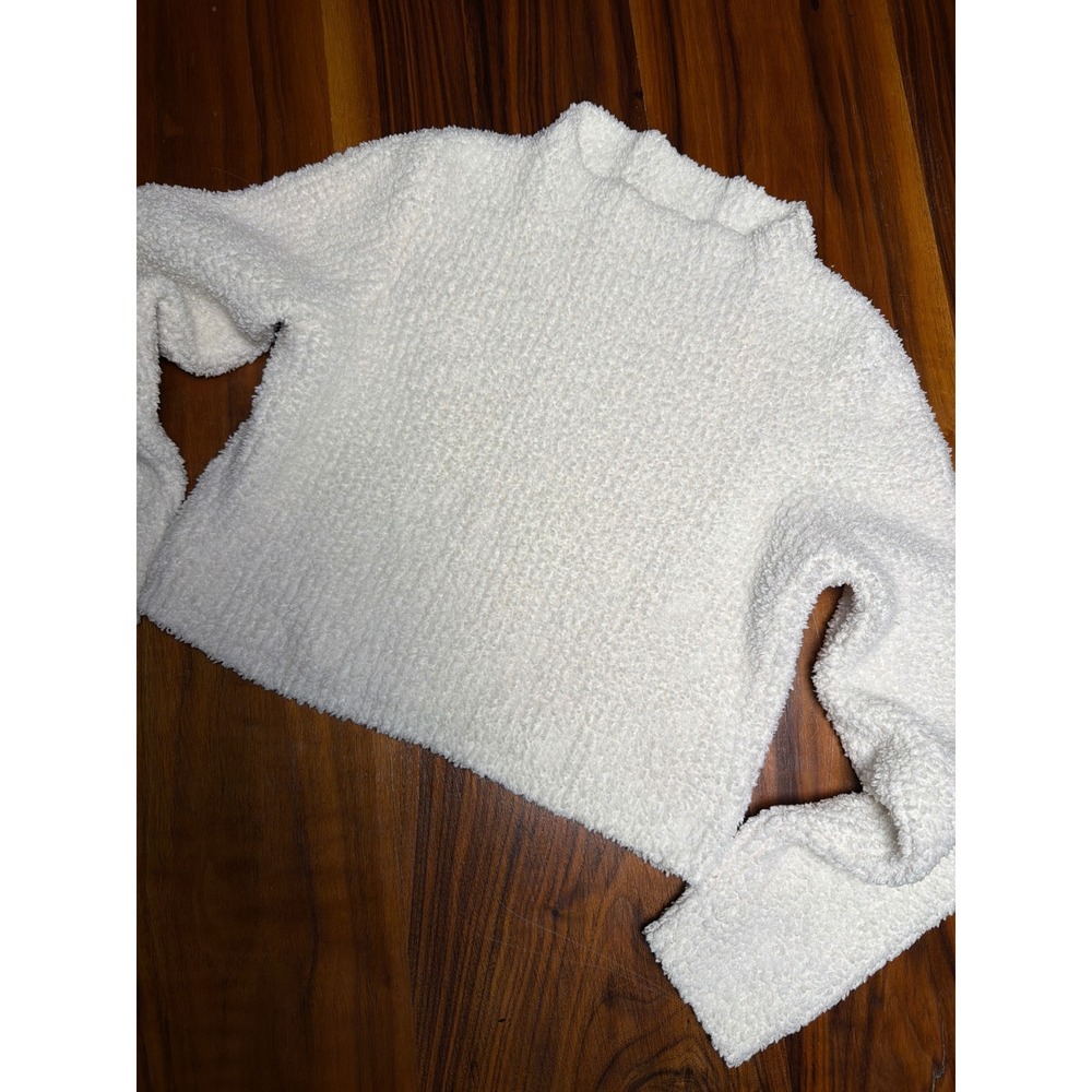 Aerie White Marshmallow Top Mock Neck Cropped Sweater Womens Medium